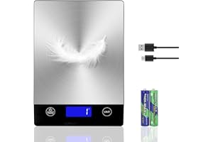 Ionsno Rechargeable Food Scale, 22lb Digital Kitchen Scale for Food in Gram and Ounce, 0.1oz/1g Precise, 304 Stainless Steel, Perfect for Meal Prep, Cooking, and Baking, Batteries and Charging Cable