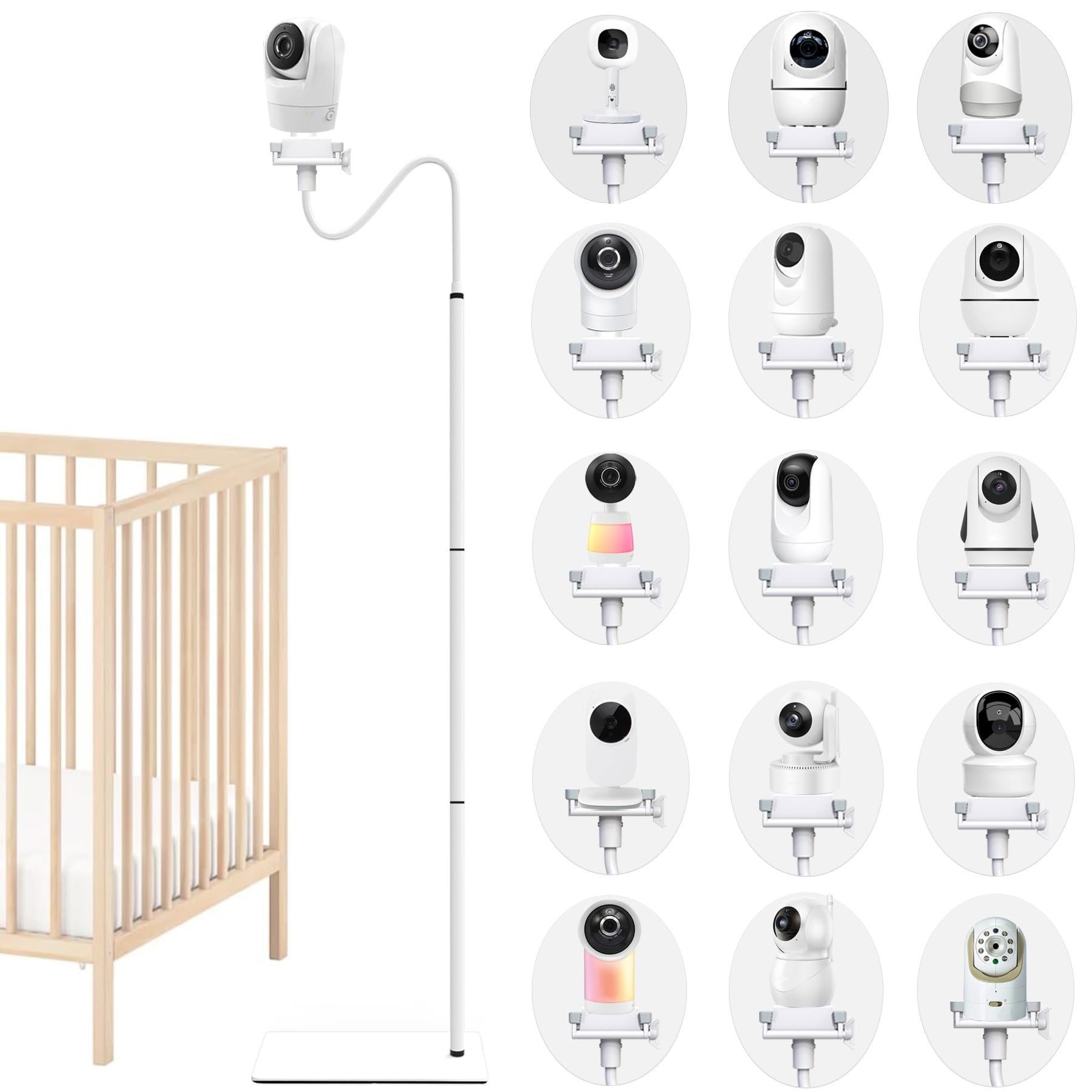 Photo 1 of Baby Monitor Camera Floor Stand Holder Mount Compatible with VTech/HelloBaby/ Nanit Pro/I/Momcozy/iFamily/OKAIDI/Blemil /Motorola/Leapfrog /nooie IPC100/Infant Optics/ANMEATE/ Flexible Holder Stand