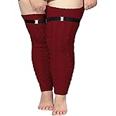 Moon Wood Plus Size Extra Long Leg Warmers for Women Winter Knitted Over Knee Thick Thigh High Socks Footless