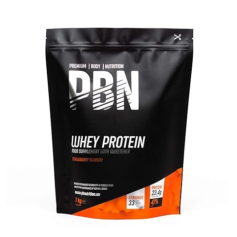 PBN - Proteína de suero de leche en polvo, 1 kg (sabor fresa)