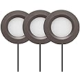 GETINLIGHT 2.75" Wide 3000K Dimmable LED Puck Lights Kit, Plug-in Installation with recessed or Surface Mounted, Bronze Finished, Set of 3, IN-0102-3-BZ