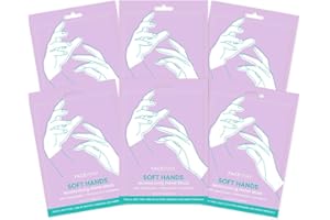FACETORY Soft Hands Moisturing Hand Mask with Softening Shea Butter, Almond Seed Oil, and Ferments - Hand Spa Nourishing and Renewing Hand Sheet Mask for Dry, Rough Hands and Cuticles - 6 Pairs