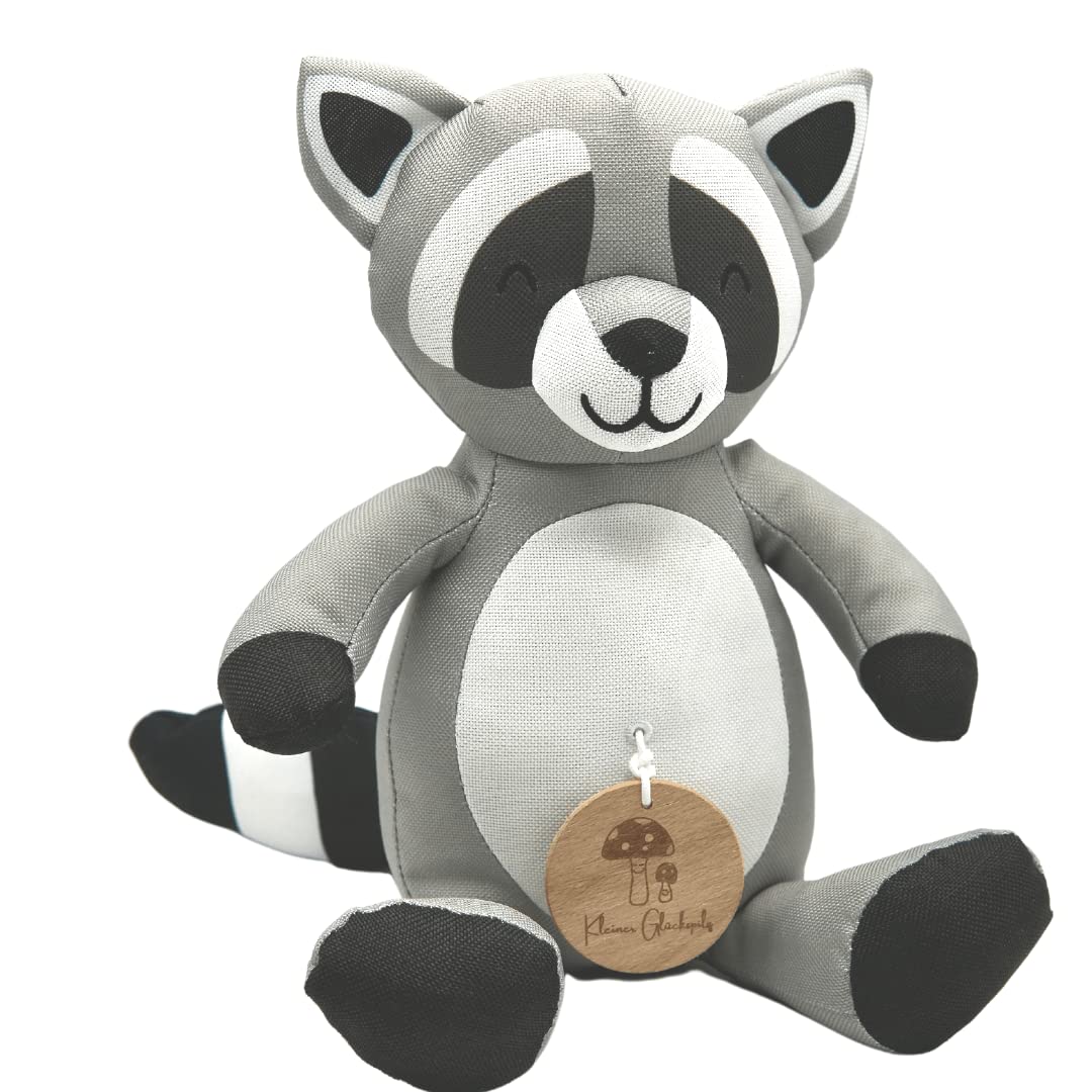 Premium Music Box - Willi the Raccoon with "Bella Ciao" Melody - Ideal Sleep Aid for Babies - Sustainable Baby Music Box Made of Linen - Great Gift for a Birth, Christening or Baby Shower