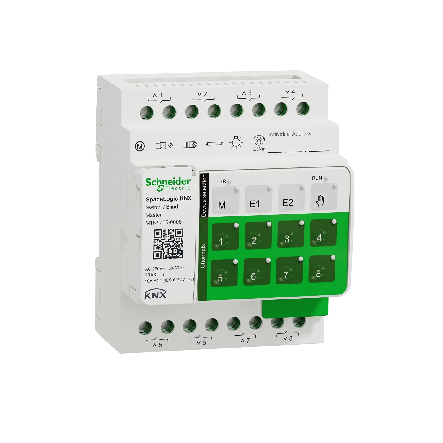 Schneider Electric MTN6705-0008 SpaceLogic KNX - Shutter / Blind Switch - 8 Outputs 10AX/16AC1 - Master