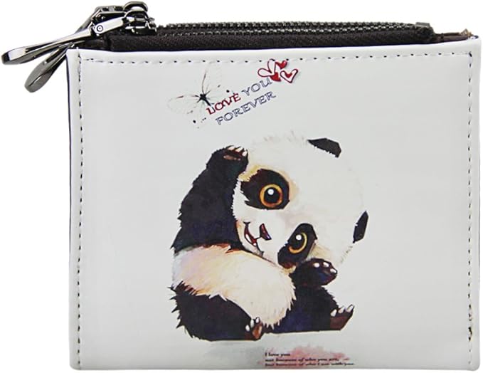 Amazon 二つ折り財布 レディース 可愛い 小銭入れ ファスナー開閉 短財布 ミニ財布 人気 薄型 ウォレット パンダ柄 キツネ柄 おしゃれ ボタン Pu レザー カード入れ コインケース 大容量 使いやすい 便利 財布