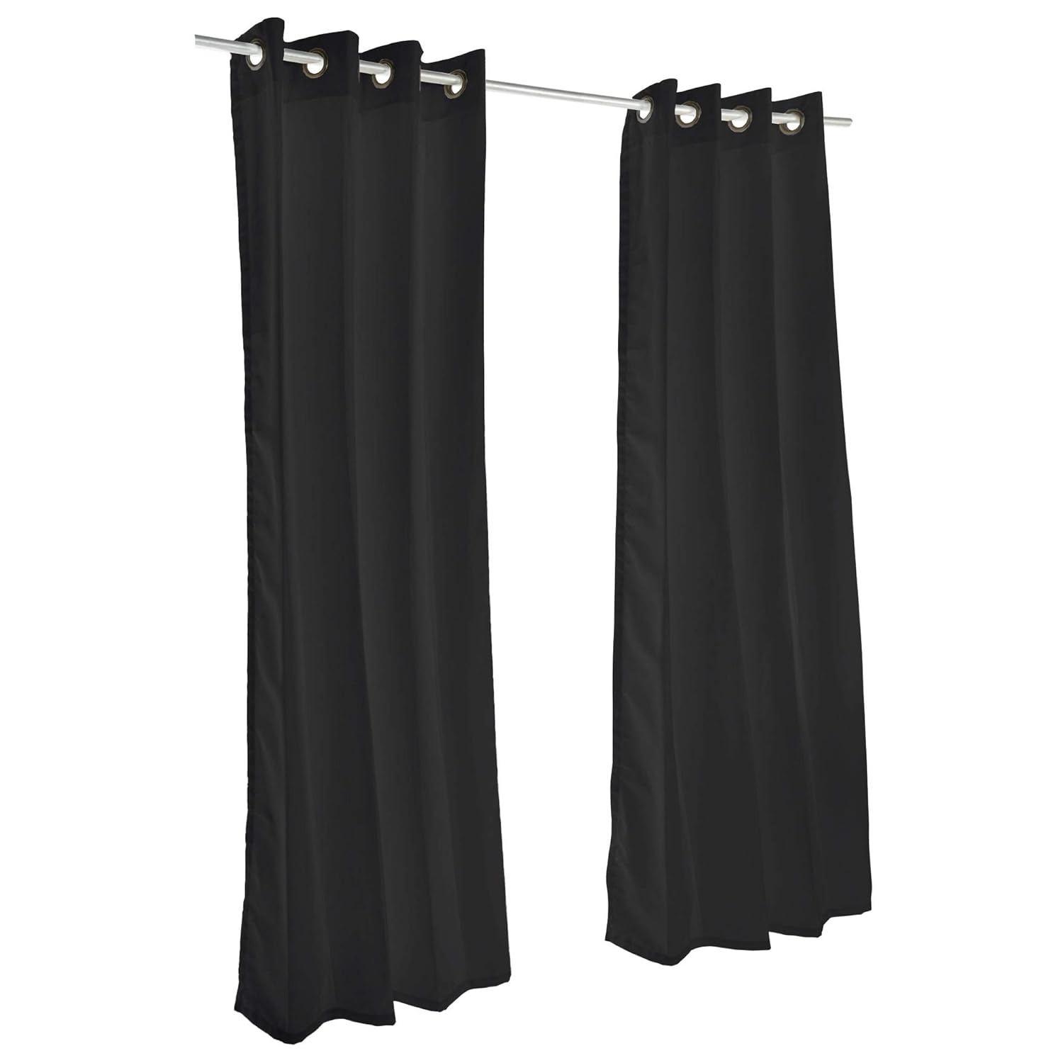 Sunbrella Canvas Brass Outdoor Curtain with Dark Gunmetal Grommets 50 in. Wide x 84 in. Long
