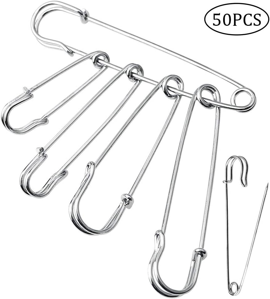 nuosen 50PCS Large Safety Pins,Giant Strong Safety Pin Metal Heavy Duty