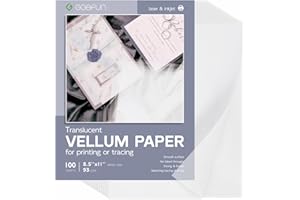 Translucent Vellum Paper 8.5 x 11, Goefun 100 Sheets Vellum Tracing Paper Printable for Invitations, Card Overlays, Belly Bands, DIYs, Sketching, Drawing