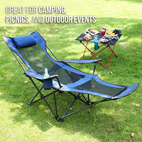Camp Solutions Light Weight Backpacking Reclining/Lounging Camping Folding Chair with Headrest & Footrest