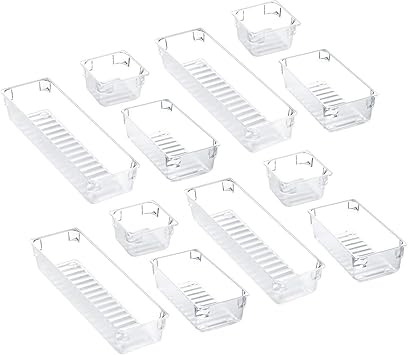 Amazon Com Kootek 12 Pcs Desk Drawer Organizer Trays 3 Size