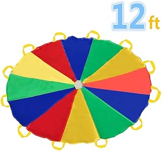 Sonyabecca 3,5m Schwungtuch für Kinder und Familie - Bunt Fallschirm Parachutes Spielzeug (6-12 Kinder)