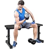 MIIUDGIG Flat Weight Bench, Adjustable Height Strength Training Bench, Heavy Duty Workout Bench for Home Gym, Multifunctional Exercise Bench Press for Full Body Exercises &amp; Fitness, Home/Gym Easy Assembly