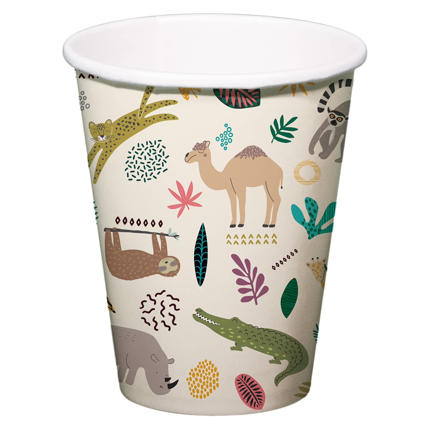 Folat 68345 Drinking Cups Zoo Party 250 ml Pack of 6 Multi-Coloured