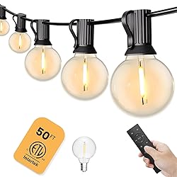 Yuusei Outdoor String Lights with Remote 50 Ft, G40
