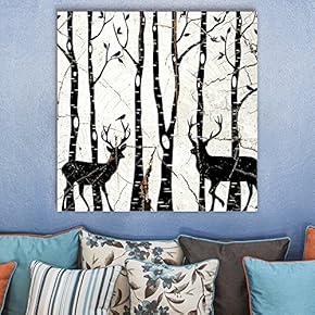 Black White Cracked Ceramic Deer - Canvas Art