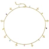 MTMY Beaded Necklaces for Women 14K Gold Plated Dainty Colorful Green/Rose Beaded Pearl Choker Necklace Delicate Boho Choker Necklace Jewelry Gift