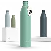 LARS NYSØM Stainless Steel Insulated XL Water Bottle 12oz 17oz 25oz 34oz 51oz | Insulated Thermo Flask for Hot and Cold Beverages | Leakproof Drinking Bottle (Aqua Turquoise, 50.7 oz)