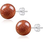 Tiger Eye Post Stud Earrings for Women 8mm Brown Ball Earrings Sterling Silver Hypoallergenic Tiger Eye Earrings Handmade Gemstone Earrings Tiger Eye Jewelry for Girls