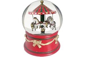 Aobaks Christmas Snow Globe, 130mm Large Christmas Carousel Decoration, Santa Snow Globe，for Adults and Women.