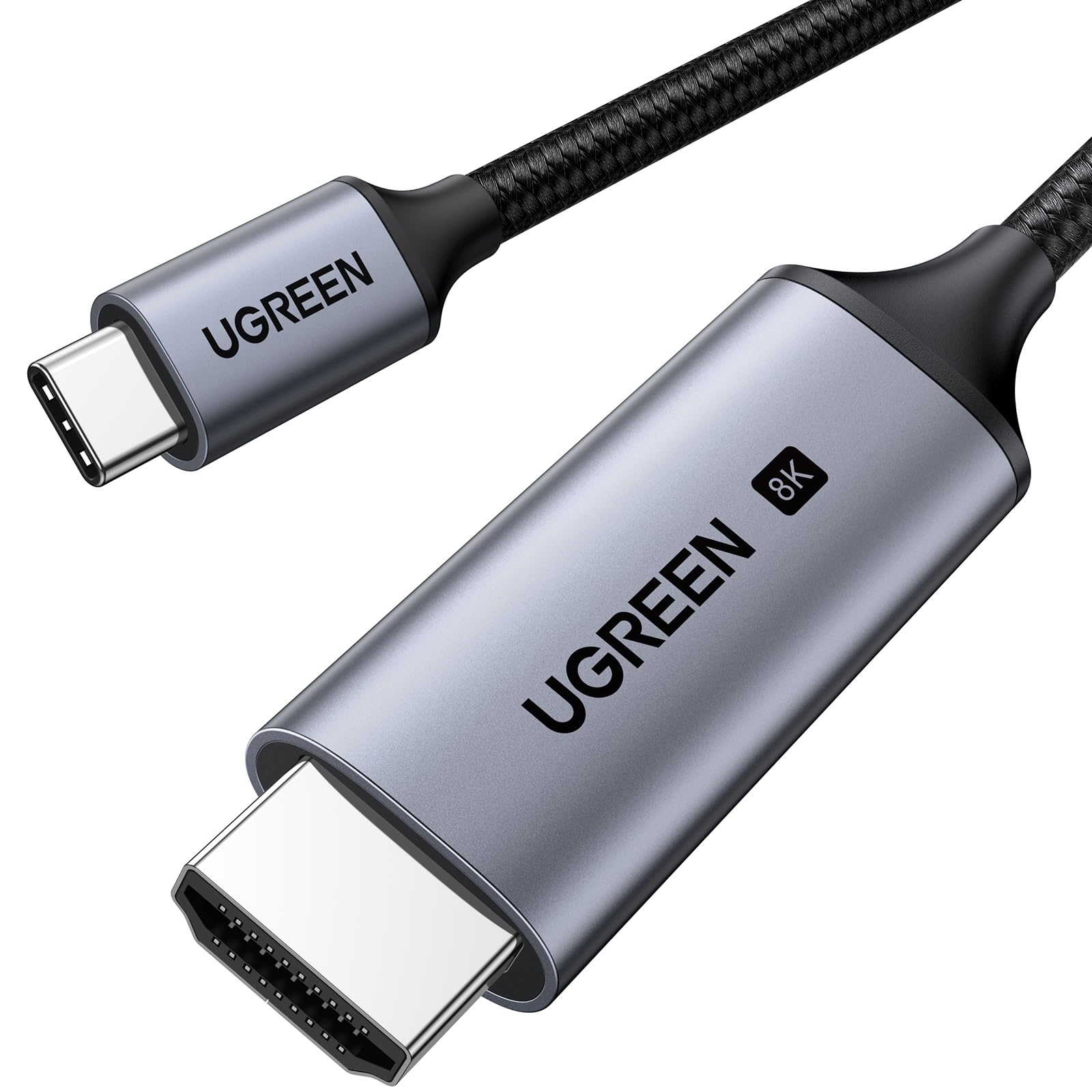 UGREEN USB C to HDMI 2.1 Cable 8K@60Hz 4K@240/144/120Hz Type C Thunderbolt 5/4/3 HDMI HDR Lead Compatible with MacBook iMac Mac Mini iPad Pro iPhone 17 16 Galaxy Tab 10 S25 Surface XPS Pixel 10(2M)