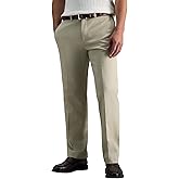Haggar Mens Premium No Iron Khaki Straight Fit Flat Front Casual Pant