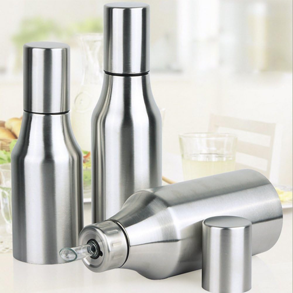 Flyboo Olive Oil Dispenser 17oz Oil Bottle Stainless Steel Leak Proof Olive Oil Decanter for Kitchen (500ML): Kitchen & Dining