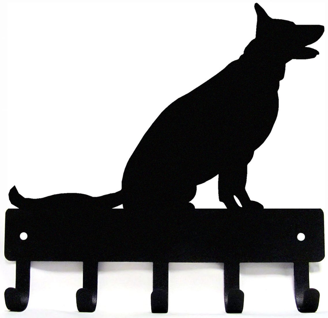 The Metal Peddler German Shepherd Sitting - Dog - Key Holder for Wall - Small 6 inch Wide - Made in USA; Gift for Dog Lovers