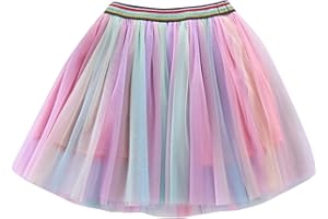Birthday Skirt for Girls Layered Mini Rainbow Tutu Ballet Skirt for Toddler Girls Colorful Ruffle Tiered Tulle