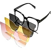 DoouBao Magnetic Clip on Sunglasses for Men Women, 3 Pack UV400 Anti-Glare Polarized Clip on Sunglasses for Day Night