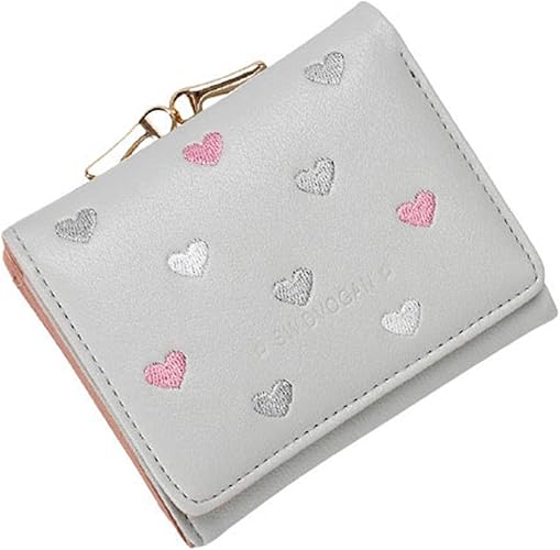 Amazon 三つ折り財布 がま口財布 レディース 多機能 ハート柄 ミニ財布 仕分け おしゃれ シンプル 大容量 可愛い 使いやすい コンパクト 携帯便利 小銭入れ カード入れ 札入れ 写真入れ 自分用 母用 女性用 彼女 プレゼント 上品 高級感 財布 財布
