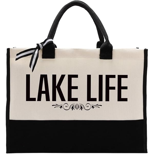 FORBIDDEN PAPER Lake House Tote Bag - 17" Canvas Lake Lover Gift Bag For Women, Travel, Shopping - View #4