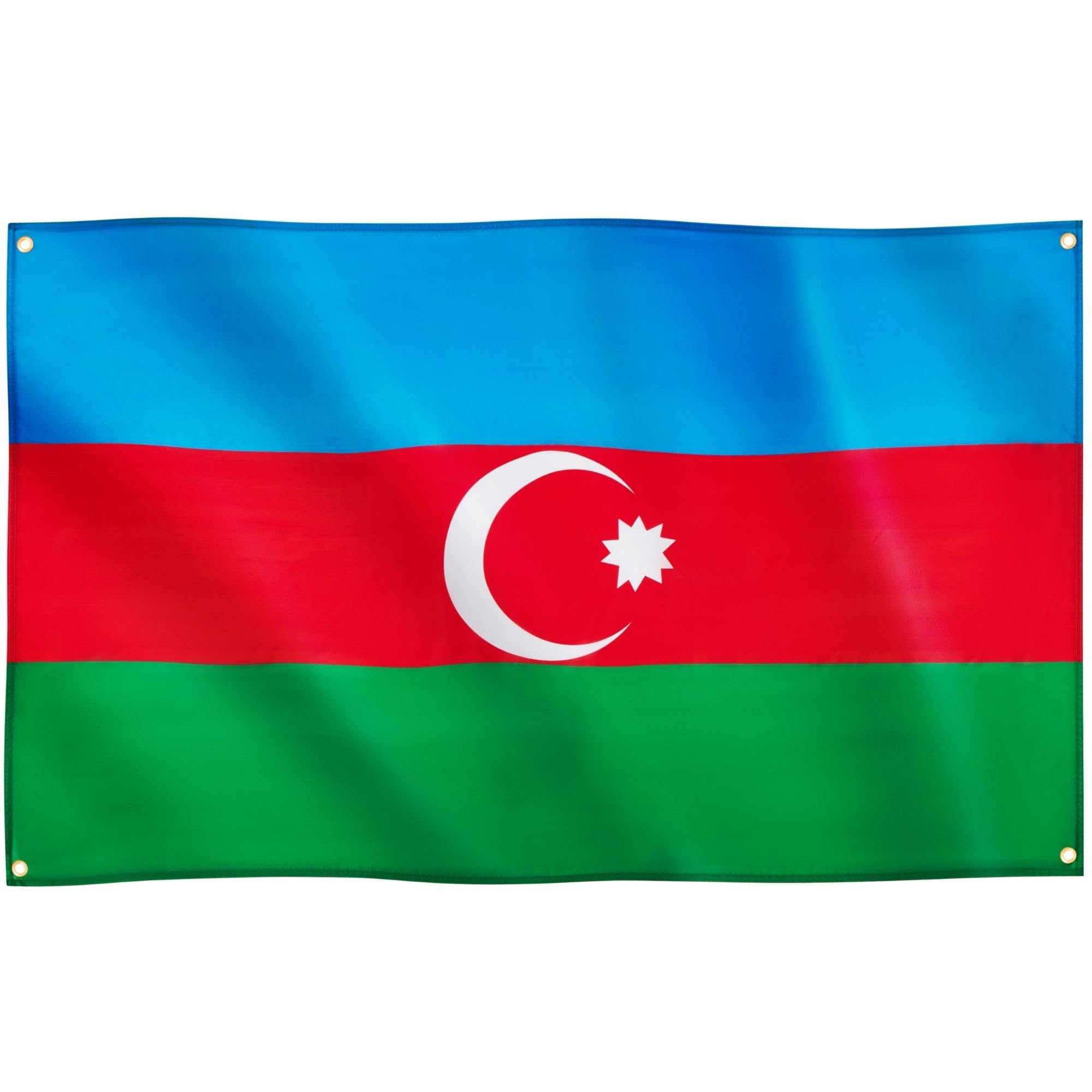 Runesol Azerbaijan Flag, 91x152cm, 3ft x 5ft, üçrəngli bayraq, Tricolour, Martyrs Day, Azerbaijani, 4 Grommets, Eyelet In Every Corner, Premium Flags, Inside, Outside, Vivid Colours — image 1