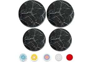Robbins Aria - Electric Stove Burner Covers - Set of 4, Coil Protectors, Round, Range, Cooktop, Standard Size (Black Marble)