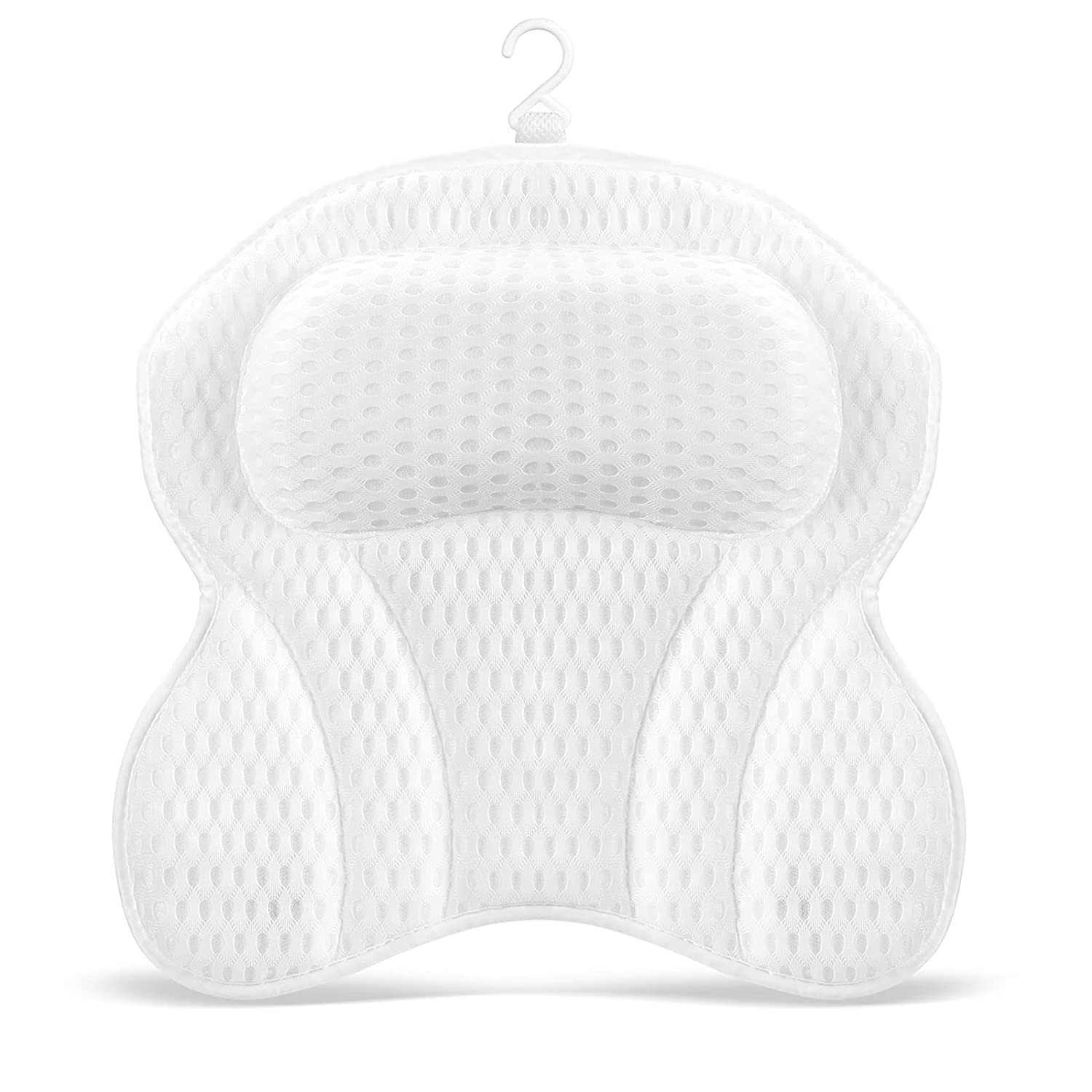 Bath Pillows for Head and Neck, 4D Air Mesh Bath Cushion Support, Ergonomic Luxury Home Spa Bathtub Accessories for Women with 6 Non-slip Suction Cup