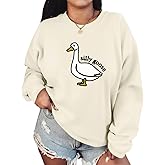Lytiarul Cute Silly Goose Sweatshirt for Women Teen Girls Duck Letter Graphic Crewneck Long Sleeve Shirt Hoodie Pullover Tops