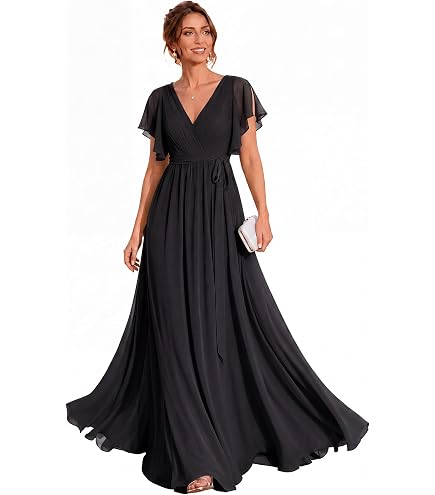 Women Floral Lace Chiffon Wedding Bridesmaid Long Dress Sleeveless Crochet Cocktail Evening Party Formal Ball Gown Dusty Rose XXL : Clothing, Shoes & Jewelry