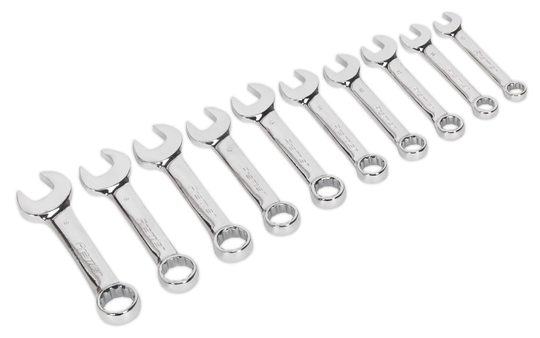 Sealey Ak633 Combination Spanner Set 10Pc Stubby Metric