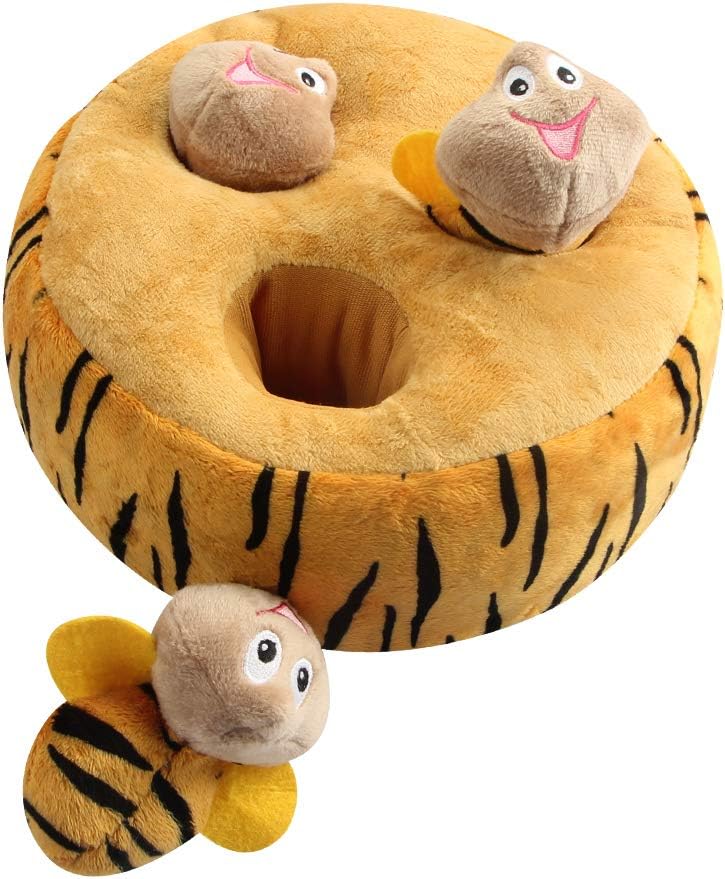 IFOYO Squeak Dog Toys, Large Durable Hide and Seek Puzzle Plush Interactive Dog Toys for Large Medium Small Dogs, Pets, Christmas Dog Toy, Yellow