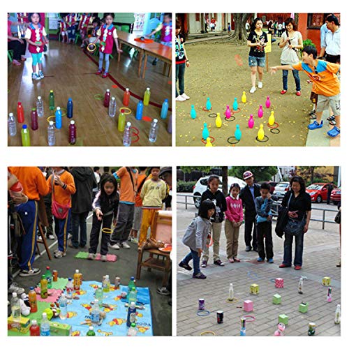 Kids Toy, Ring Toss 16pcs Carnival Combo Set 10pcs Ring Toss Rings with 6pcs Plastic Cone for Children Kids Party Game Toys - Thumbnail 5