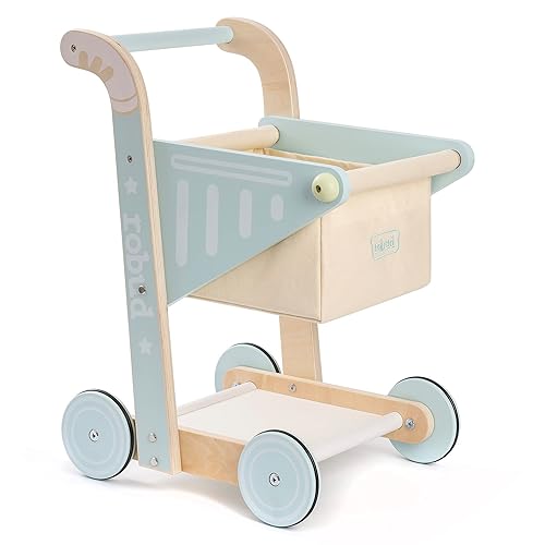 ROBUD Wooden Baby Walker for Girls Boys, Wooden Shopping Cart for