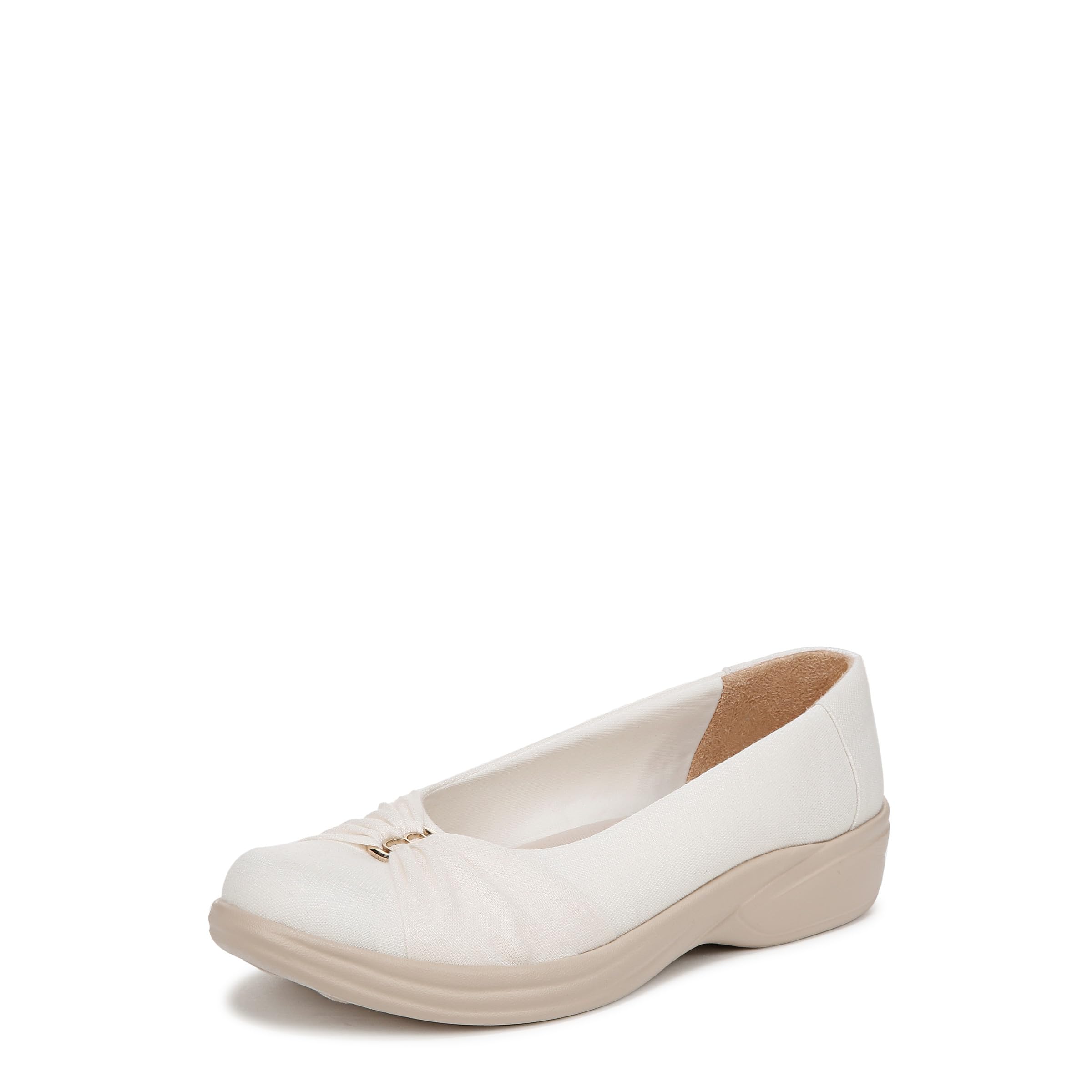 BZees Womens Paige Machine Washable Slip On Beige Fabric 9 M