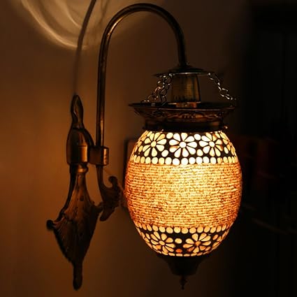 Earthenmetal Handcrafted Flower Bud Shaped Hanging Wall Lamp/Light With Metal Fitting