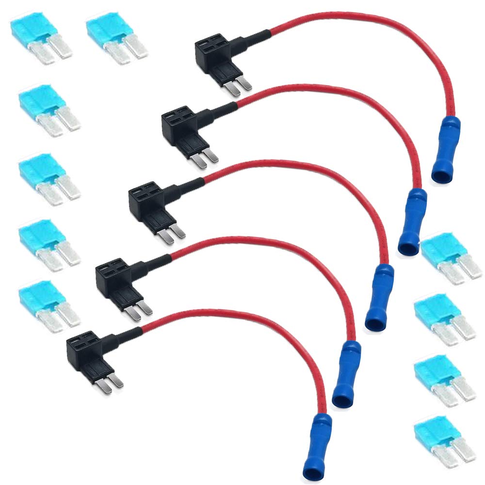 VideoPUP 10pcs 15A Fuse Plug 5pcs Car Add A Circuit FuseTAP MICRO2