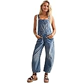 Kedera Women's Denim Overall Casual Straight Wide Leg Bib Jeans Overall Adjustable Straps Denim Romper Stretch Jumpsuits