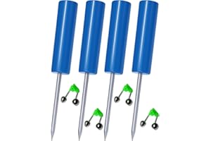 TENDIREN Fishing Rod Holder, 4 Pack Fishing Pole Holders Ground, Rod Holders for Bank Fishing, Beach Support Stand Reinforced PVC, 4 Free Alarm Bells