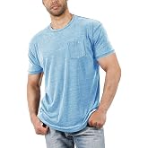 Men's Short Sleeve Soft T-Shirt Casual Solid Color Crew Neck Tee Tops | Pocket Shirt, Lightweight Tee Tops, Regular Fit, Short Sleeve
