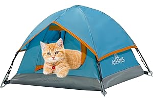 ASFANES Outdoor Waterproof Pet Camping Tent, Cave Bed for Indoor Cats and Small Dogs, Portable Cat House Dog House, 21.6x21.6x14.9'', Blue, S.