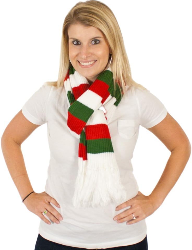 Holiday Scarf - Premium Candy Cane Scarf in Red/white/green By Festified