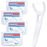 Dental Floss, FAMILIFE Unwaxed Dental Floss Picks Unflavored Fluoride Free Back Teeth Toothpicks Flossing Flossers Threaders