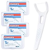 Dental Floss, FAMILIFE Unwaxed Dental Floss Picks Unflavored Fluoride Free Back Teeth Toothpicks Flossing Flossers Threaders 